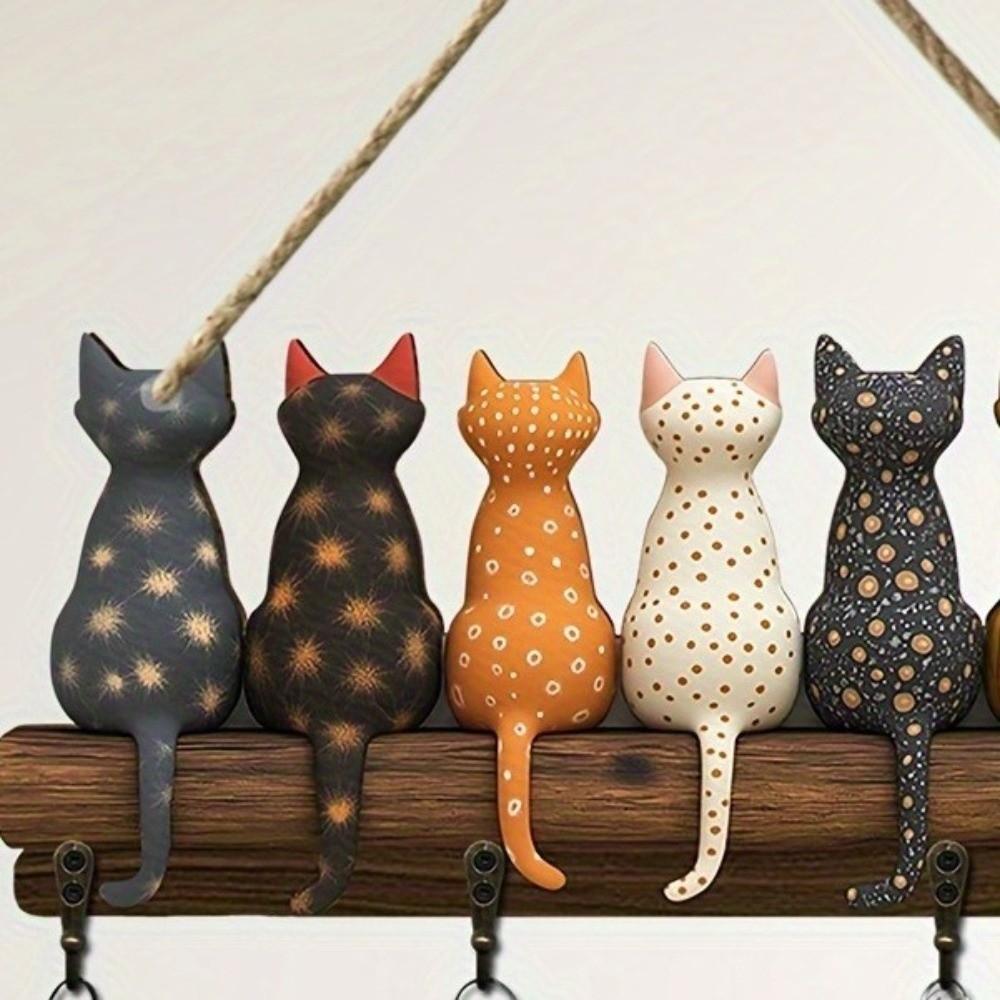Katzenrücken-Form Schlüsselhalter Holz Schlüsselhaken Geschenk Wandmontiertes Schlüsselregal Eingangsbereich Flur