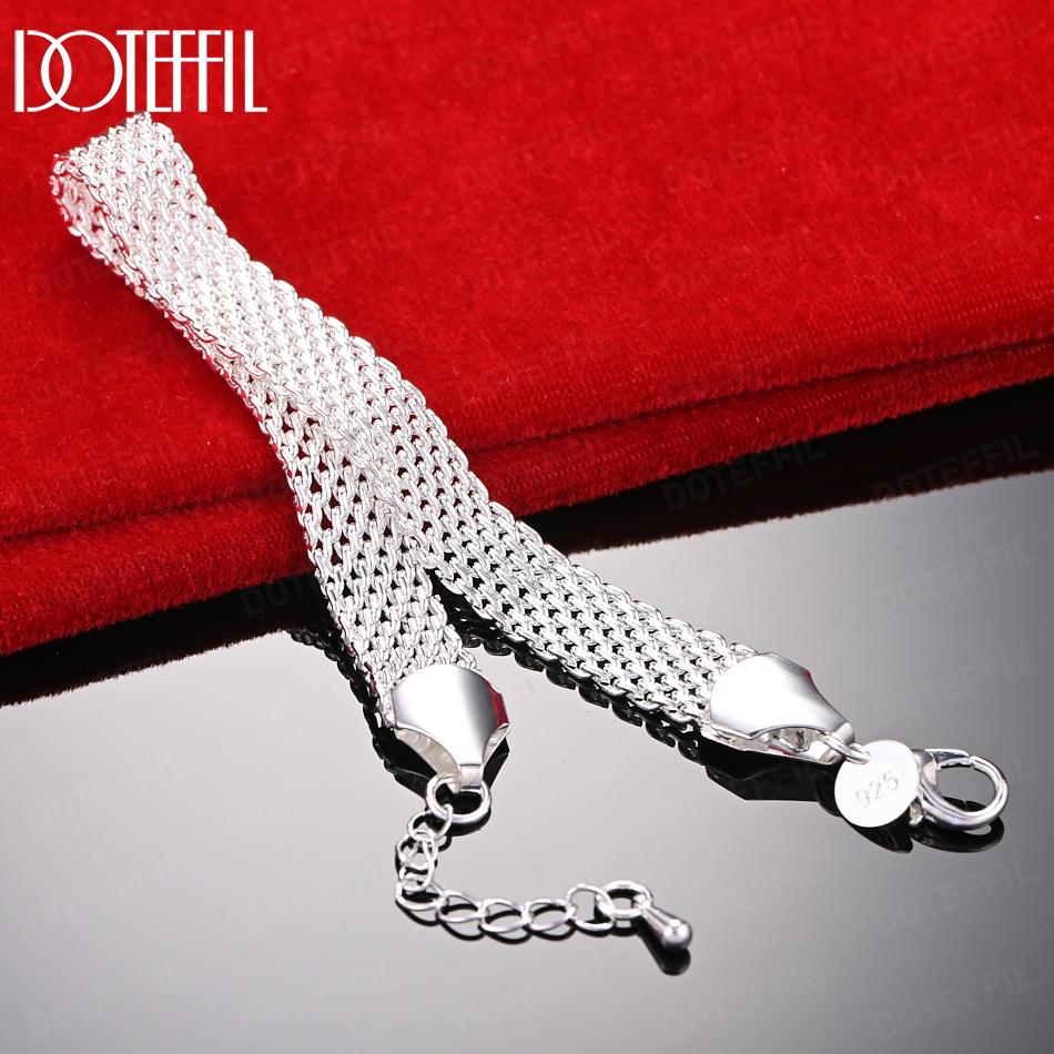 925 Sterling Silver 10mm Weave Bracelet Gift Wedding Fashion Jewelry