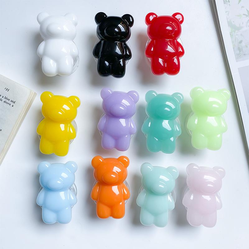 Epoxy Three-Dimensional Color Bear Mobile Phone Airbag Bracket Cute Transparent Paste Retractable Wind Ring Buckle