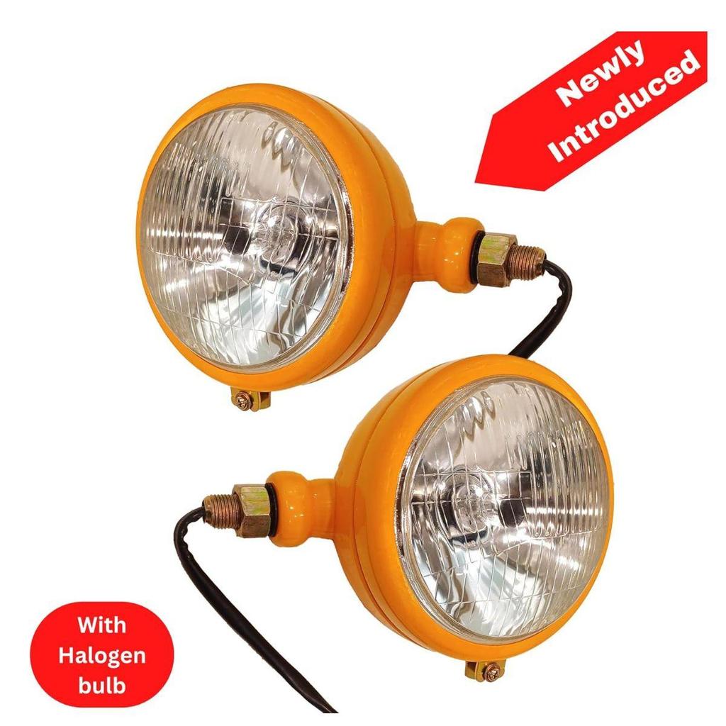 APSMOTIV Traktor Scheinwerferbaugruppe Paar – 12V Glühbirnen Passend für Ford ,Massey Ferguson,Case/IH ,David Brown, Oliver OC3 Dozer Gelbes Gehäuse