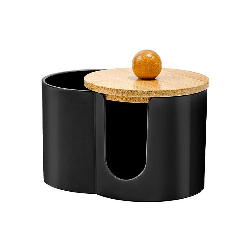 Portable Dual Hole Cotton Swab Holder Modern Round Cosmetic Storage Container for Cotton Pads and Makeup Sponges