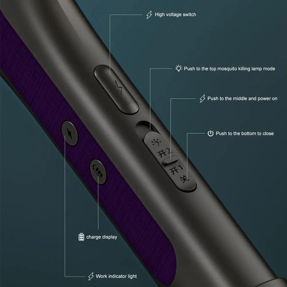 Rotating Head Electric Fly Swatter Rechargeable Fly Zapper 2 In 1 Fly Killer and Mosquito Trap Lamp for Indoor and Outdoor