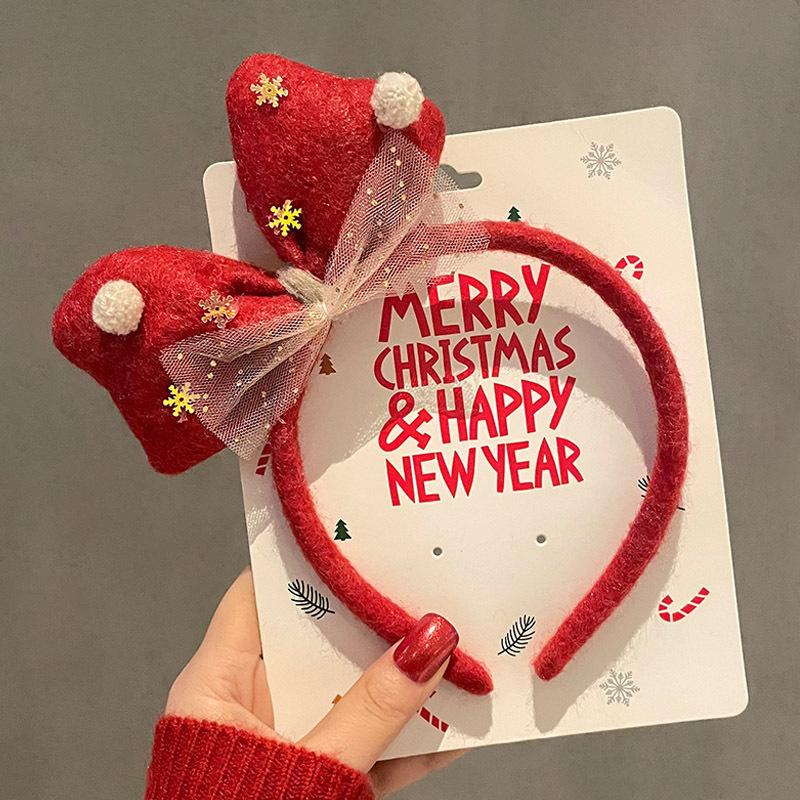 Christmas Headband Christmas Antler Hairpin Ladies Headdress Holiday Decoration Gift Big Bow Headband Christmas Headdress