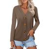Women's Fashion Casual Solid Color Button-down Shirt Long Sleeve Tops