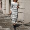Women's Fashionable Casual  Striped Knitwear Dress