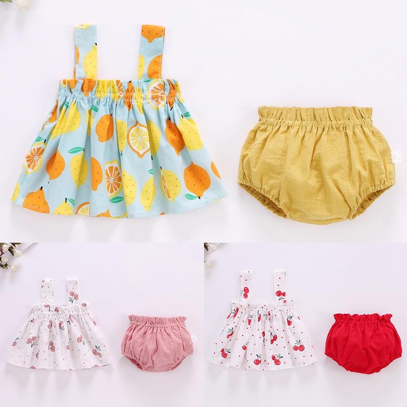 Baby Summer Skirt Bag Fart-wrapped Pants Suit Baby Floral Suspender Skirt Shorts Two-piece Sets