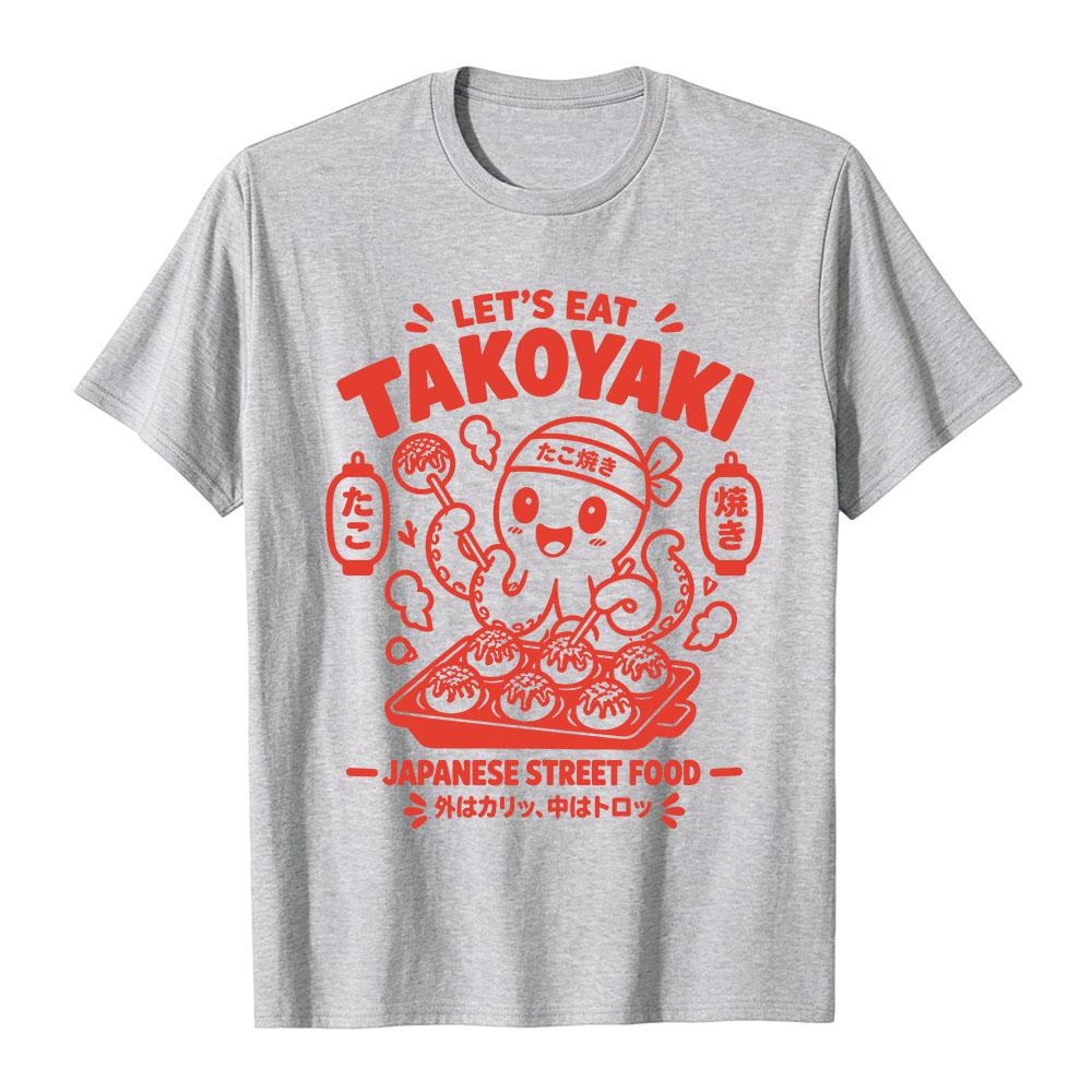 Herren Damen Lustiges Takoyaki Grafik T‑Shirt Japanisches Street Food Oktopus Cartoon Print Kurzarm T‑Shirts Lässige Streetwear Oberteile