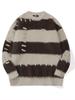 Men's Korean Style Striped Mink Velvet Sweater - Autumn/Winter Fluffy Loose Fit