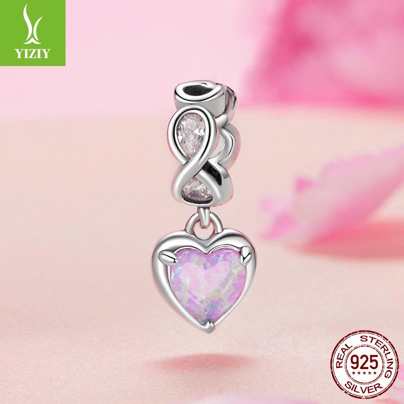 Eternal Heart Opal Pendant S925 Silver Beads Fashion Versatile Diy Bracelet Accessories