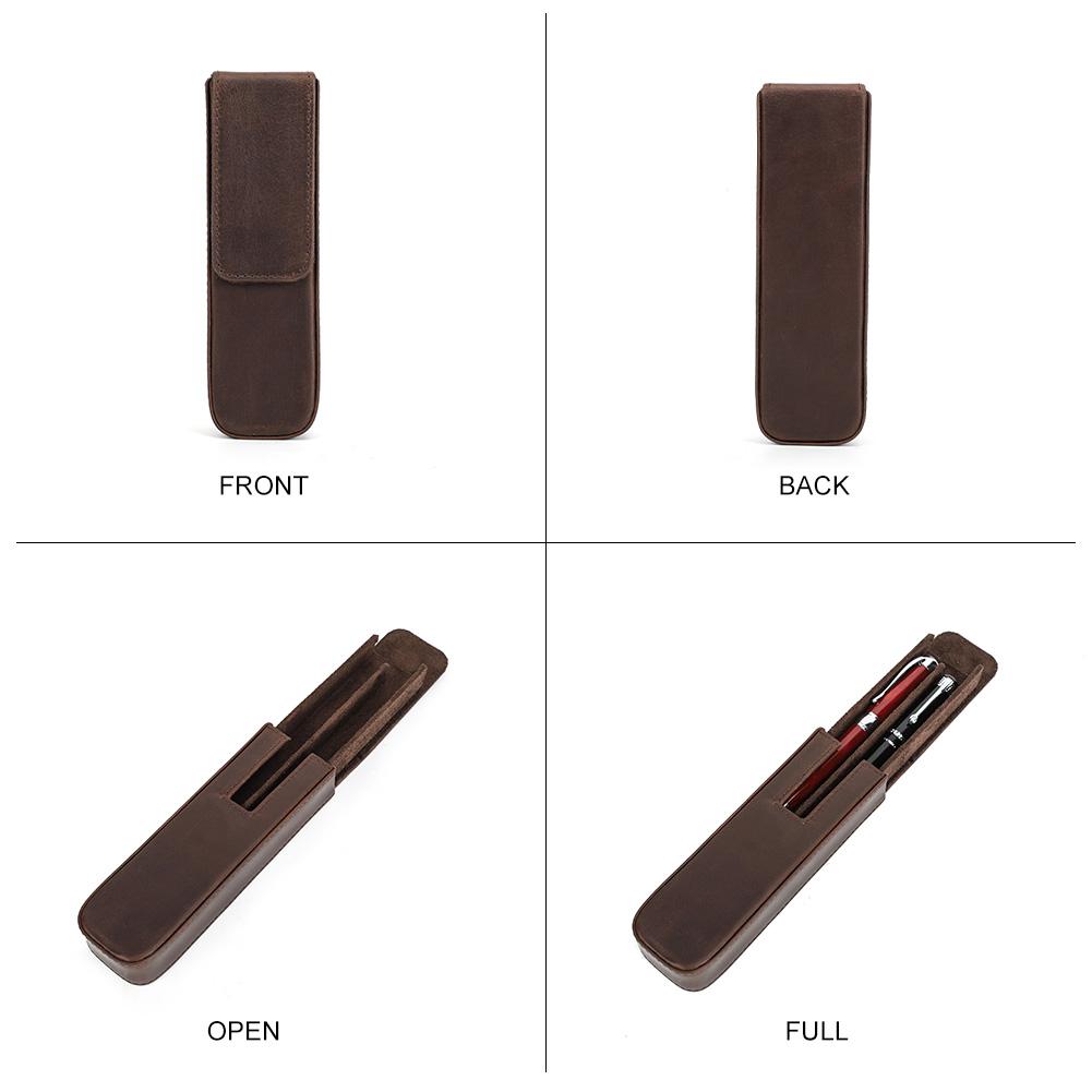 Genuine Leather Handmade Pen Case High Quality Retro 2/3/6/12 Slots Unisex Pen Pouch Office School Supplies Stationery Box