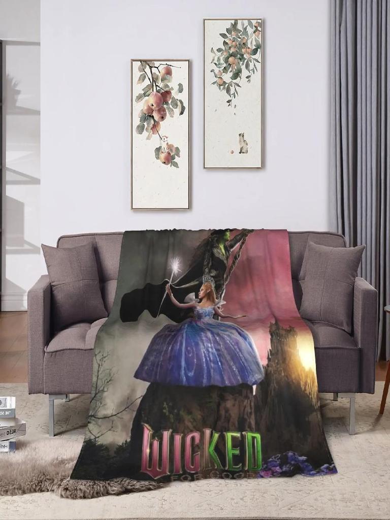 Wicked for Good Glinda Elphaba Flannel Blanket Soft Warm Throw Kids Home Decor Bedspread Sofa Cover
