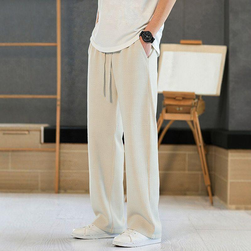 Foreign Trade Export To Domestic Sales Anti-Wrinkle Lyocell Tencel Drape Linen Pants Men's Summer Thin Casual Cotton and Linen Pants