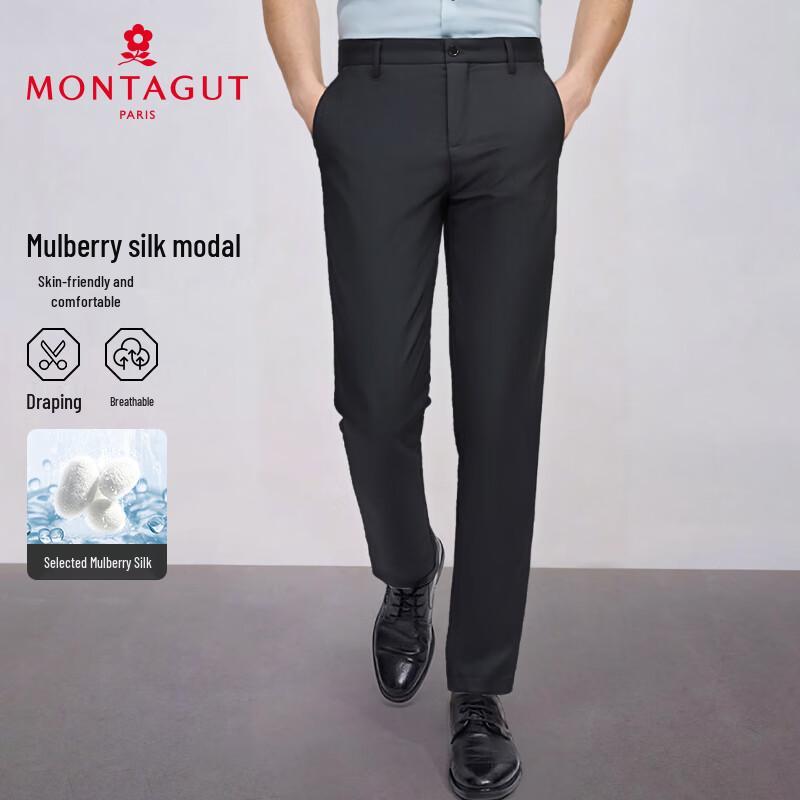 

MONTAGUT Men s Summer Cool-Touch Tencel Blend Casual Trousers 31