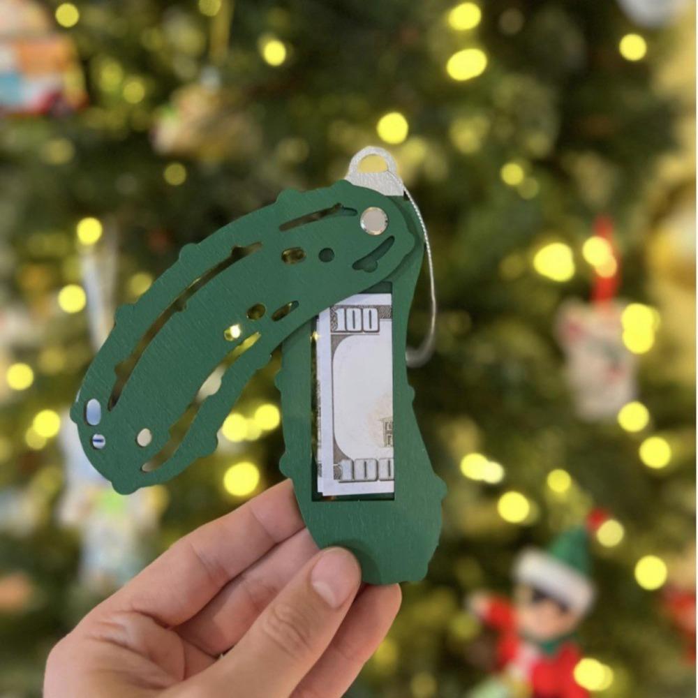 Wooden Pickle Money Holder Unique Christmas Tree Pickle Ornaments  Party Supplies