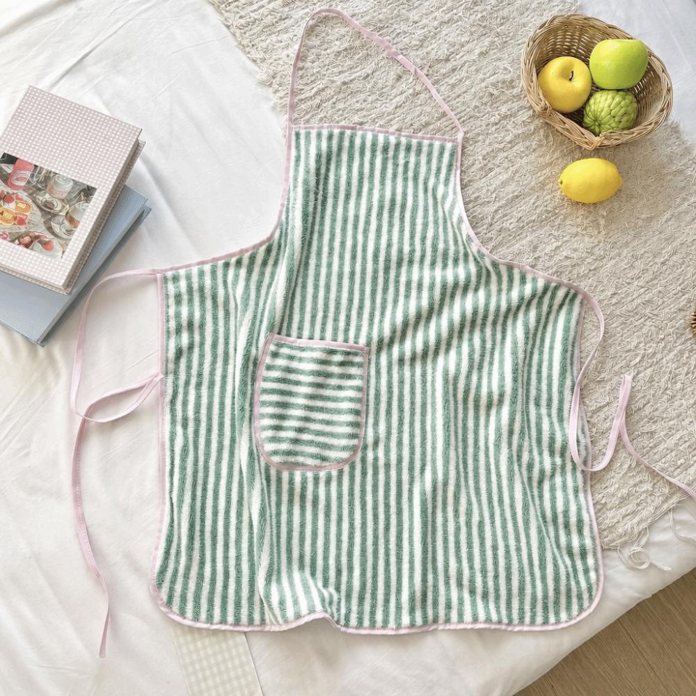 with Pocket Stripe Apron Adjustable Korean Style Apron  Restaurant Work Chef Waiter зелёный