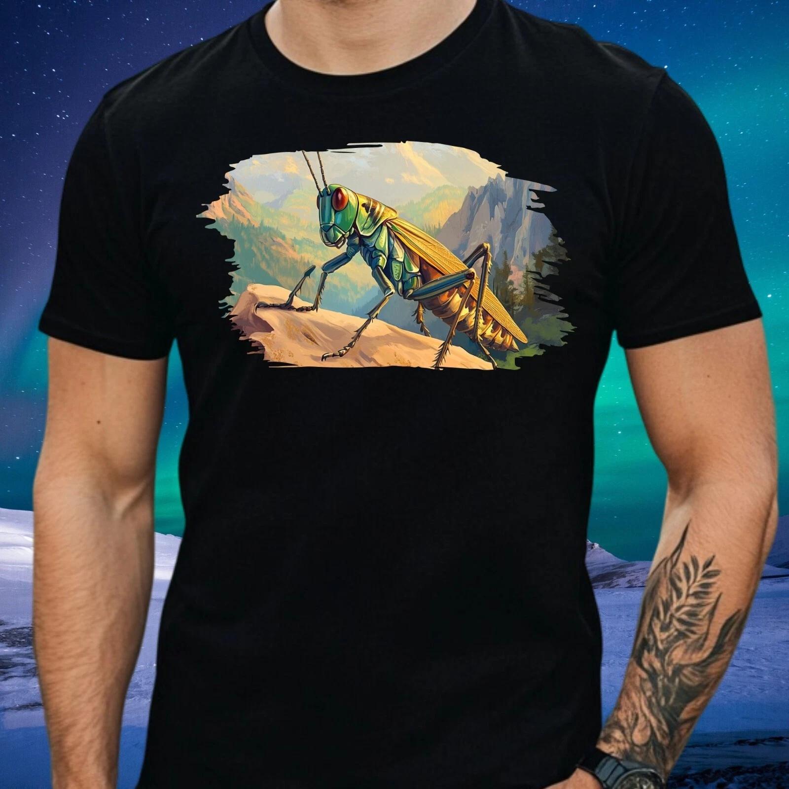 T-Shirt Herren Grashüpfer auf dem Berg Motiv Baumwolle Größe XS bis 5XL XXXXL