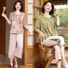 Mother's Summer Chiffon Short-Sleeved Top Set - Stylish T-Shirt for Middle-Aged & Elderly Women