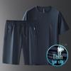 Men's Light Luxury Ice Silk Short Sleeve Quick-Dry Two-Piece Casual Summer Suit