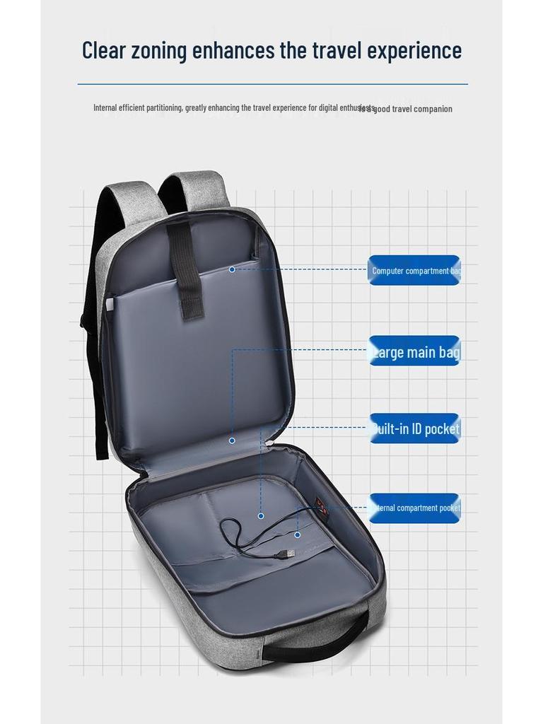 Men's Trendy Anti-Theft Lightweight Multi-Compartment Laptop Backpack