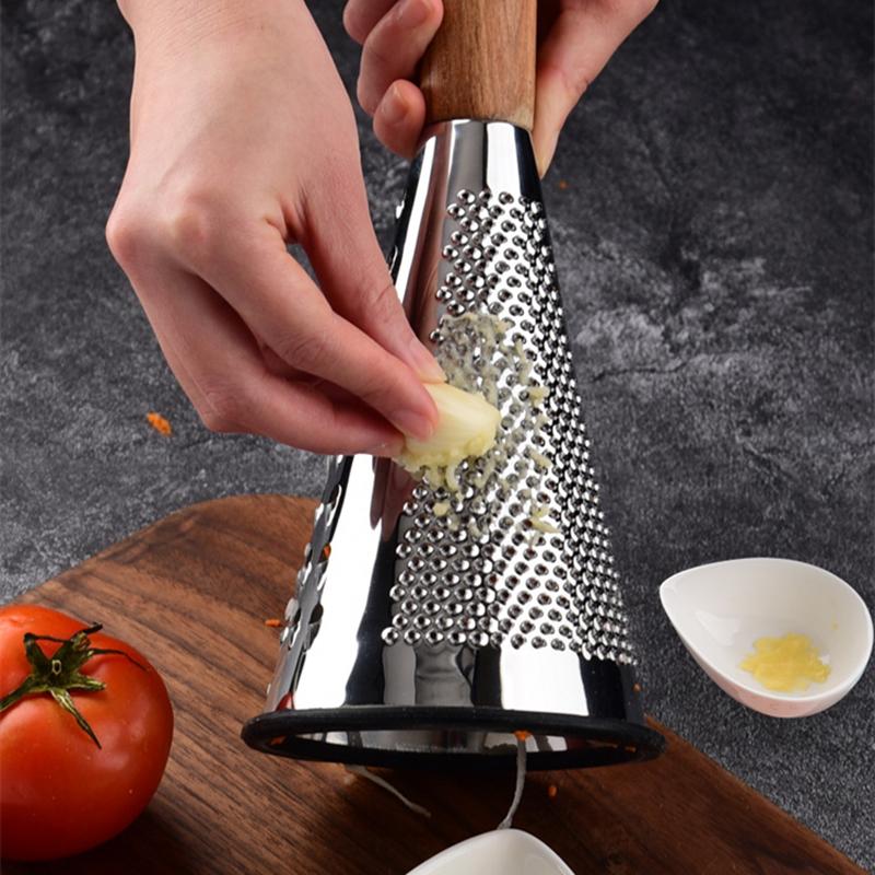 For Kitchen Creative Cone Fruit Vegetables Grater Garlic Grinder Slicer Manual Wooden Handle Food Processor Home Accessories