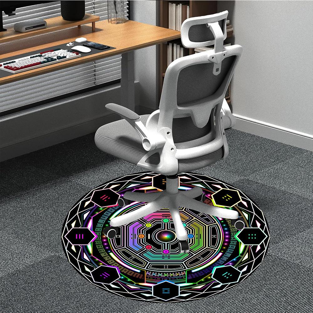 

1PC Neon Mandala Chair Carpet for Office, Indoor Non-Slip Washable Carpet, Soft Comfortable Mat For Office Room yy250930258 80cm by 80cm