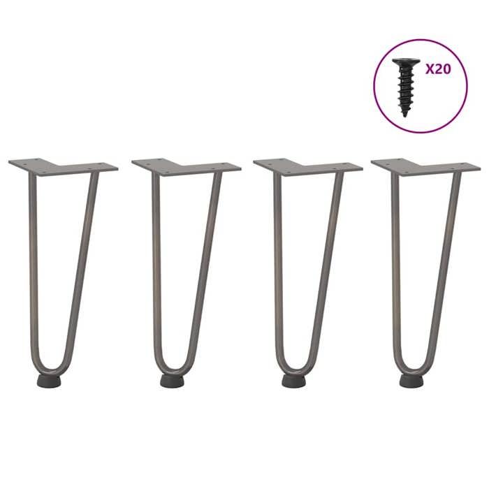 VidaXL Hairpin Legs for Coffee Table 4 Pieces Natural Steel 30 Cm Solid Steel 4012419