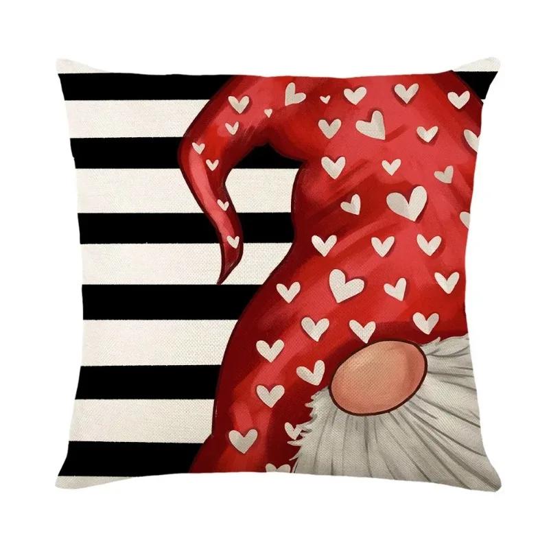 2024 Valentine's Day Gift Sweet Cushion Cover 45x45cm Linen Pillowslips Bedroom Pillowcase LOVE Heart Pattern Throw Pillow Cover