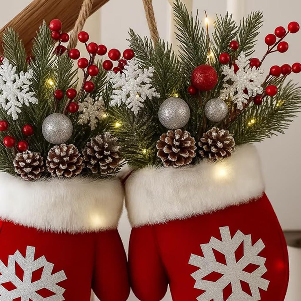 Creative Christmas Gloves Wreath Add to The Christmas Atmosphere Ornaments for Holiday Home Wall and Stair Door
