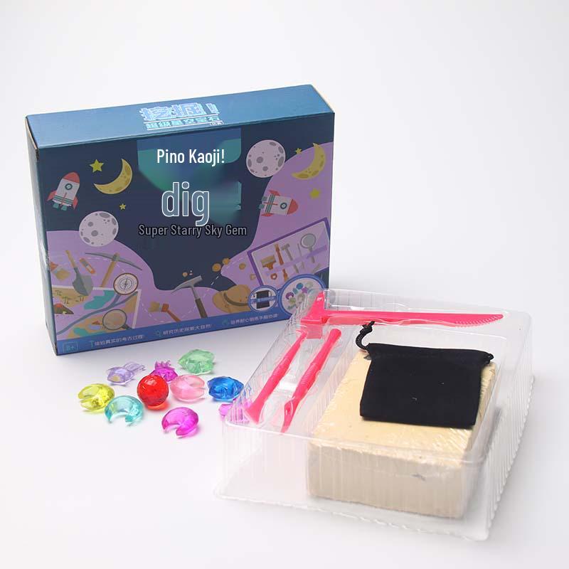 Pinocchio Handmade Educational Archaeological Fossil Dig Kit for Boys and Girls - Pink Crystal and Colorful Gemstone Toys