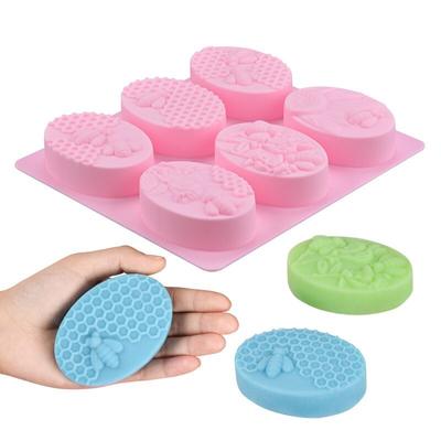 6 Cavities Oval Honey Bee Silicone Spa Soap Mold DIY Handmade Craft 3D Insect Molds Cake Chocolate Mould