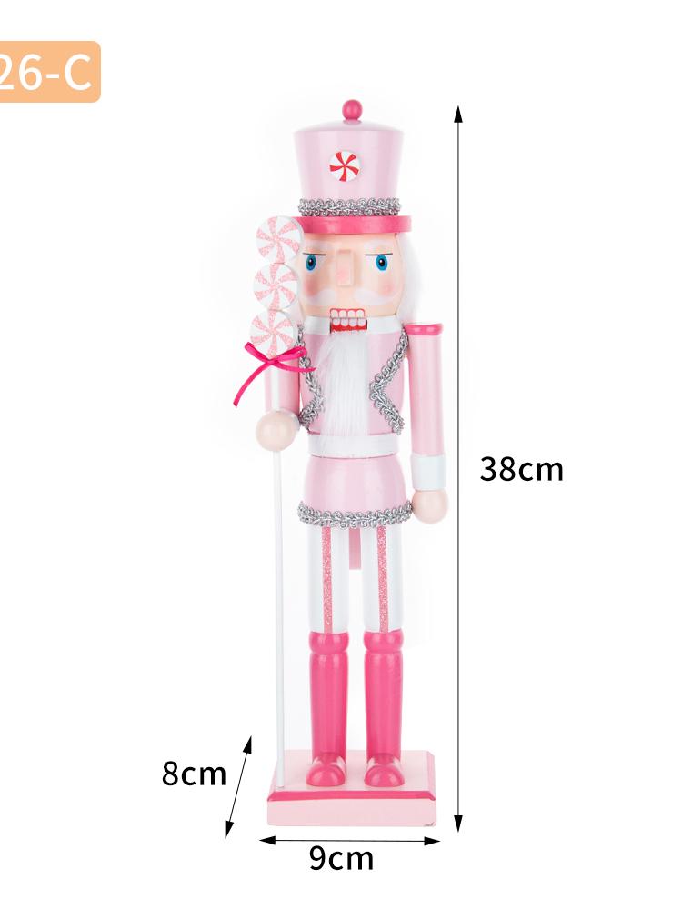 Pink Candy Style Wooden Nutcracker Ornament