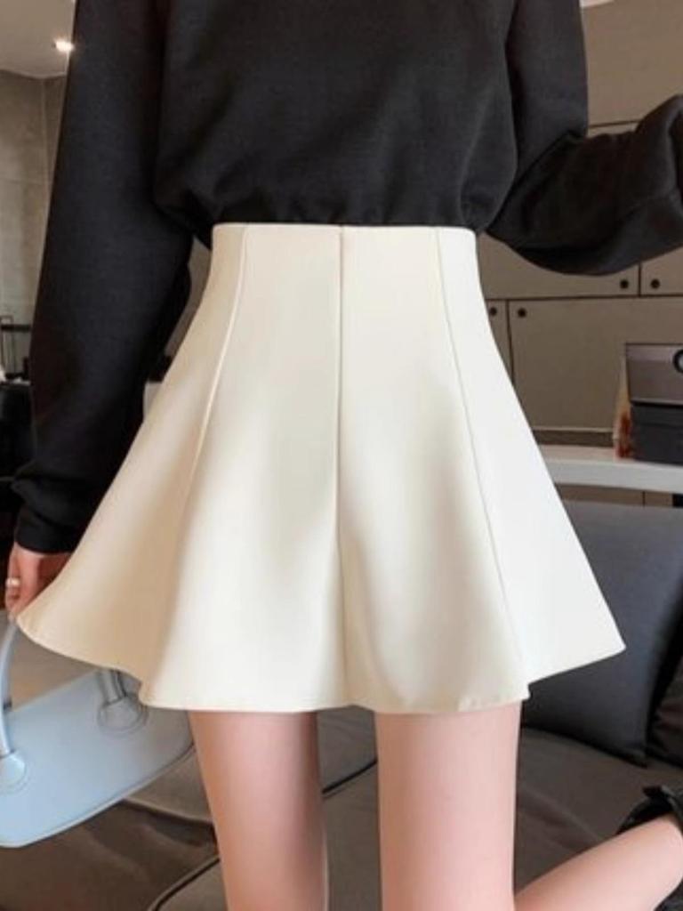 Women's 2025 High Waist Black A-Line Midi Skirt – New Summer Fashion