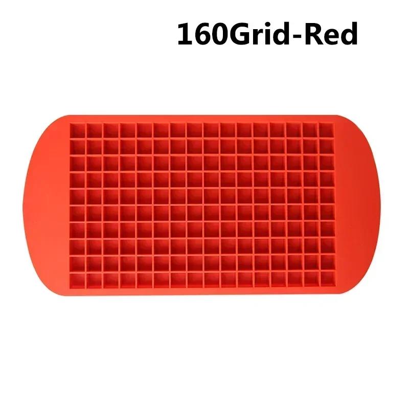 160Girds Silicone Ice Cube Tray Mini Ice Cubes Small Square Mold for Drinks Cocktails Whiskey DIY Easy Release Ice Maker красный