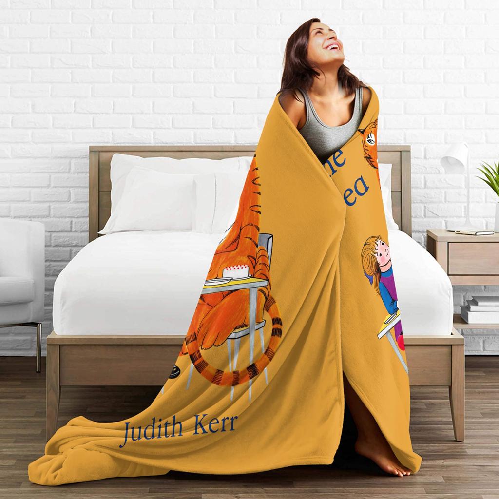 The Tiger Who Came to Tea Fleece Throw Blankets Cartoon Book for Bedding Knitted Blanket Outdoor Lightweight Thin Portable Quilt