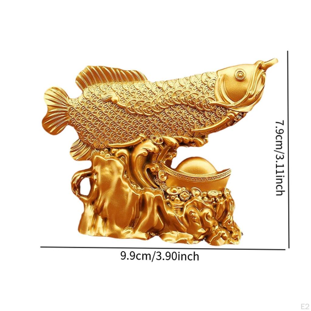 Feng Shui Wealth Arowana Fish Figurine Sturdy Decor Golden Dragon Fish,Lucky Statue for