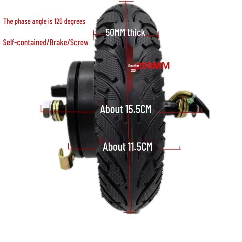 8-Inch Brushless Rear Hub Motor: 24V/36V Drum Brake, Solid Tire