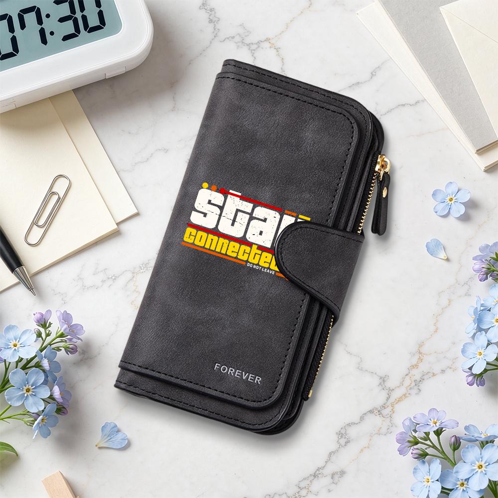 Stylish Long Wallet Stay Connected Forever Large Capacity Portable Leather Purse