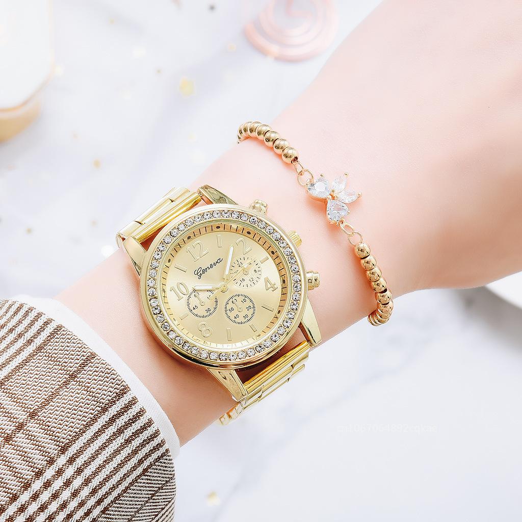 Elegant Ladies Quartz Watch Rose Gold Stainless Steel Band Women Wristwatch Relógio Luxury Diamonds Rhinestone Watch Women