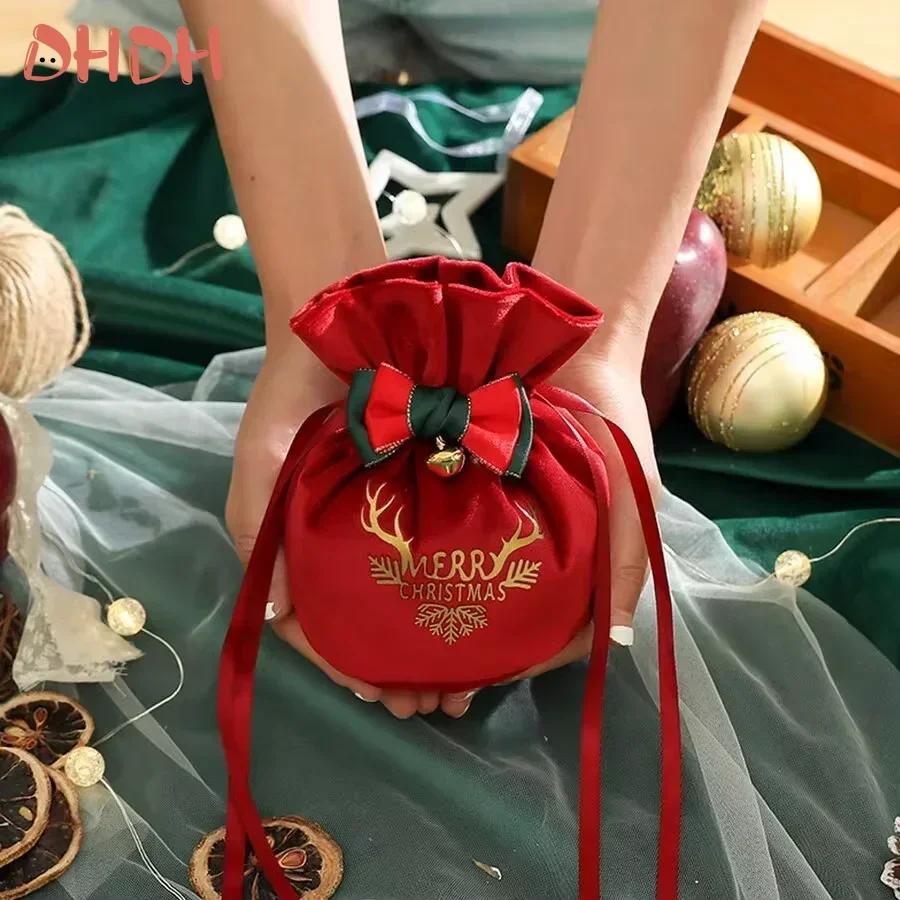 Kordelzug Weihnachtsgeschenktasche Süßigkeiten- und Kekstüten Weihnachtsrentier Süßigkeiten Samt-Geschenktasche Kindergeschenk Partydekoration