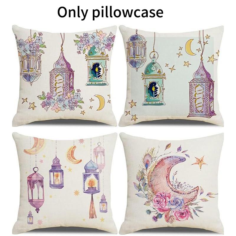 Ramadan Moon And Stars Throw Pillow Covers, Eid Gifts For Happy Eid Mubarak And Ramadan Decoration Cushion Cases