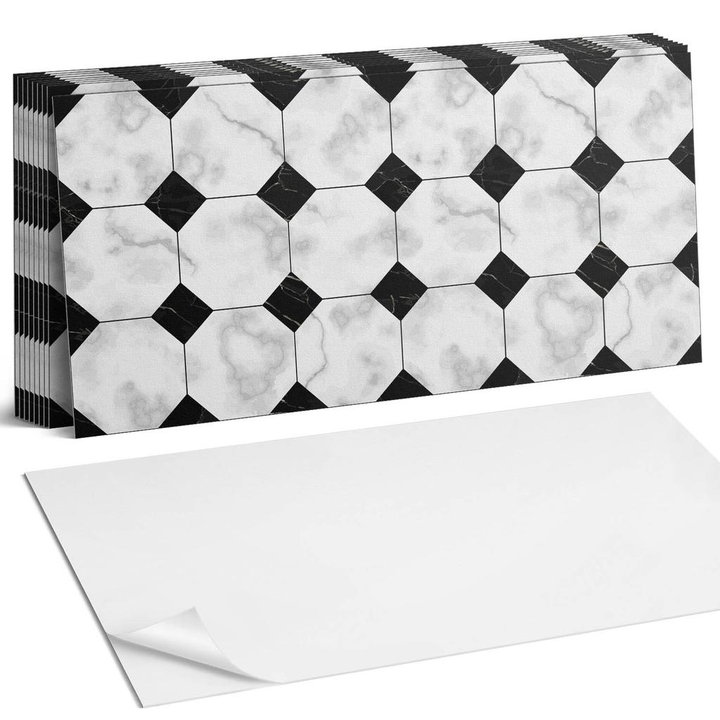 Zestaw Kafelków Winylowych Podłogowych Geometryczne Wzory Płytek 10X40X20 Cm