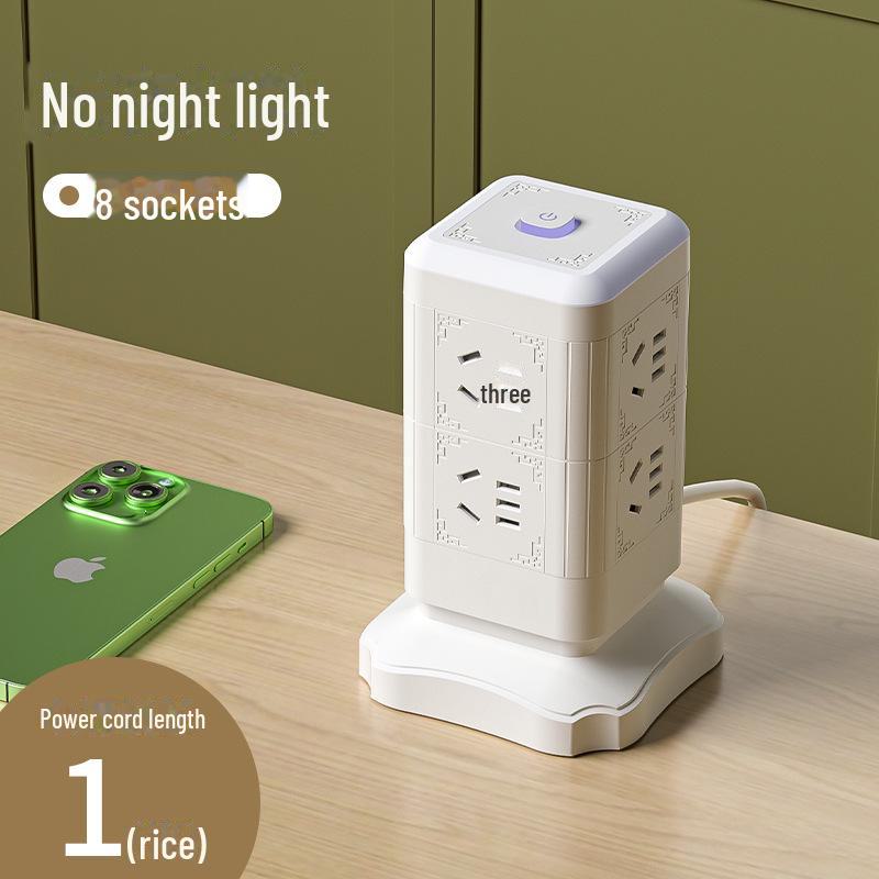 Multi-function Tower Power Strip with USB, Overload Protection, and Night Light