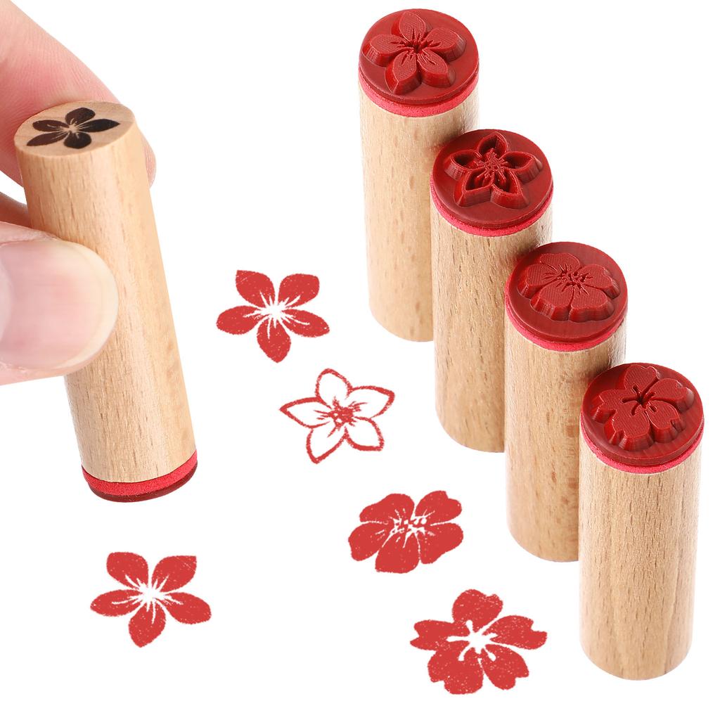 4 Pcs Wooden Seal Stamps for Adults Craft Retro Decor Tool Vintage Tools