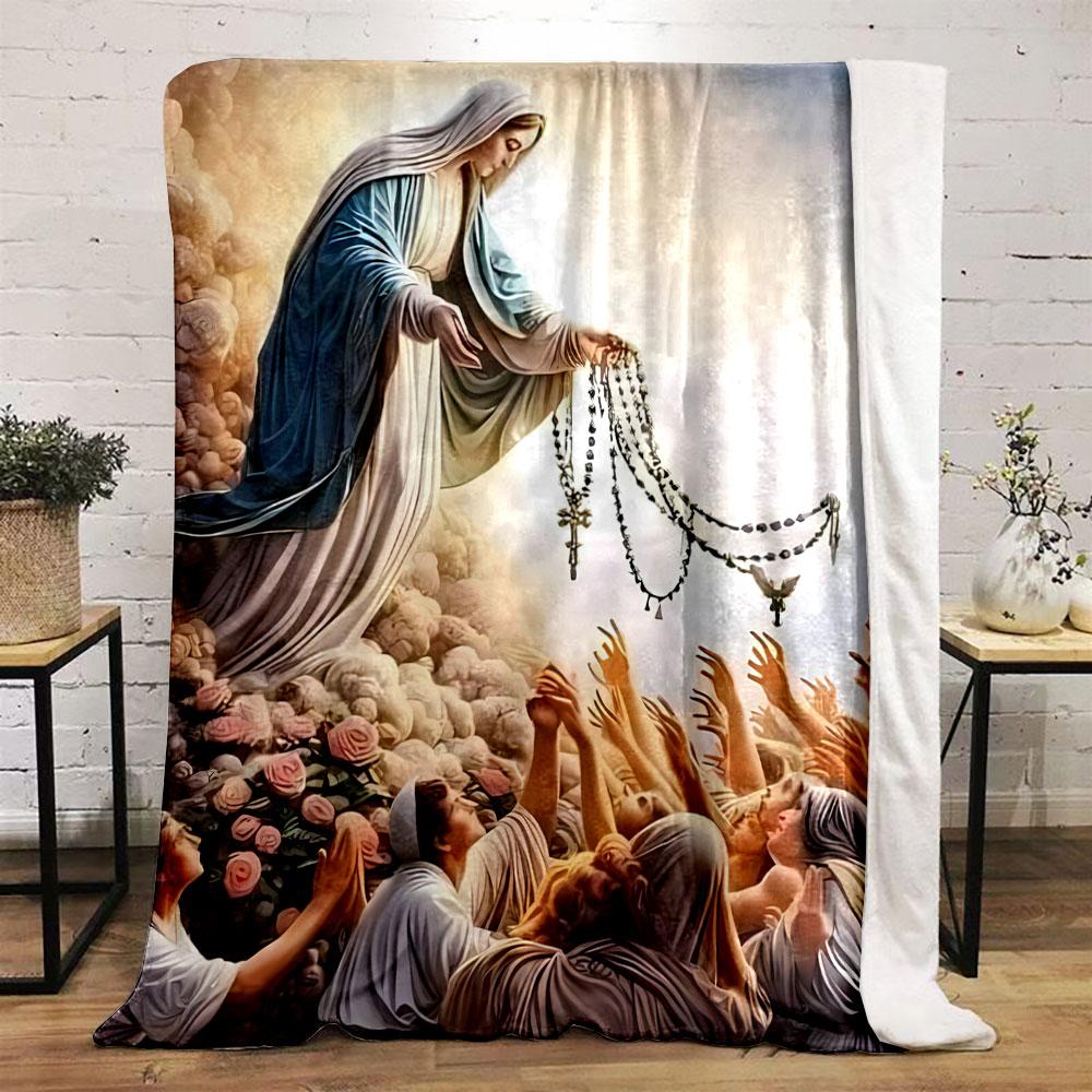 Our Lady of the Rosary Devotees Blanket Printed Blanket for Living Room Bed Couch lunch break Soft Cozy Blanket for Friend's festival Gift