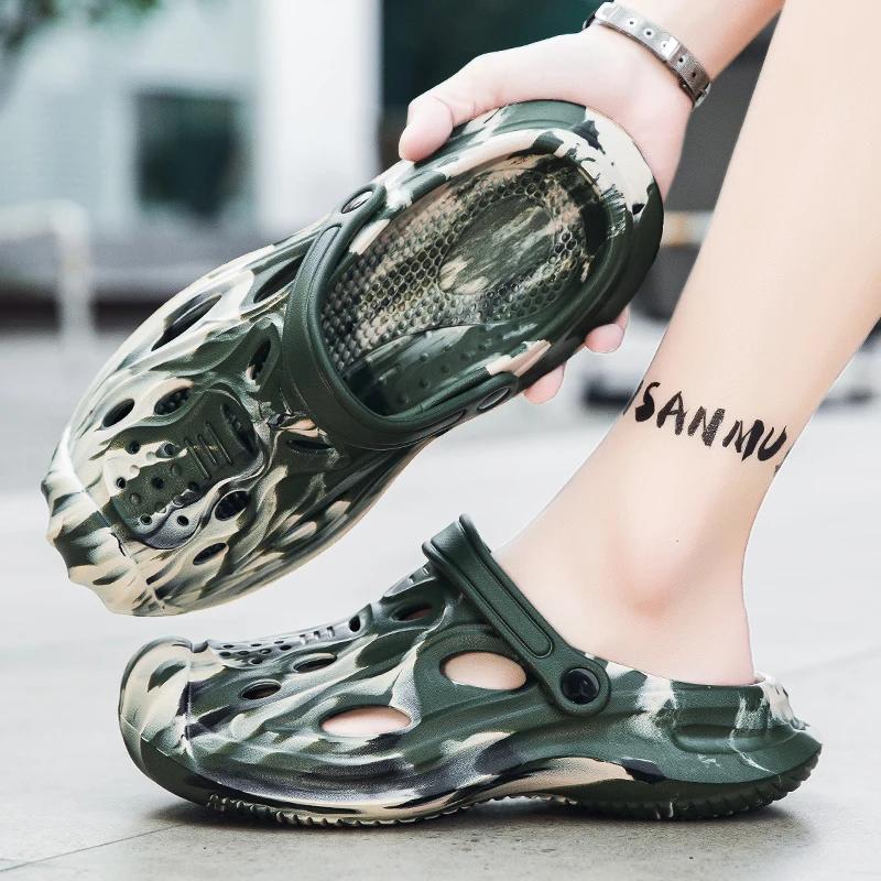 Claccis Pánské pantofle 2025 Pánské letní plážové boty Dámské outdoorové boty Kamuflážové nazouváky Letní párové zahradní dřeváky