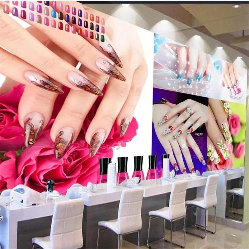 Wallpaper 3d Beautiful Beauty Salon Nail Salon Wall Mural Romantic Personality Rose Wallpaper