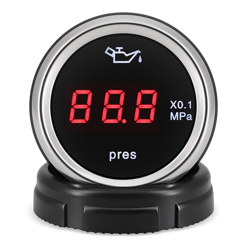 52m Digital Oil Pressure Gauge With 0-1.0 Mpa Oil Press Sensor 1/8 NPT Oil Press Meter +Flashing Alarm For Car Truck 12V/24V