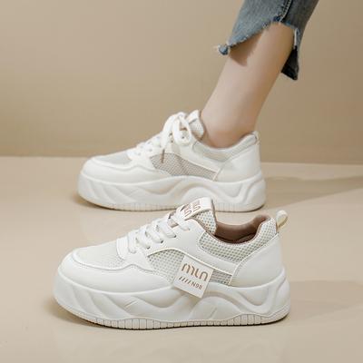 Witte Schoenen voor Studenten Vrouwen Zomer Nieuwe Platform Hoogteverhogend Ademend Casual Schoenen