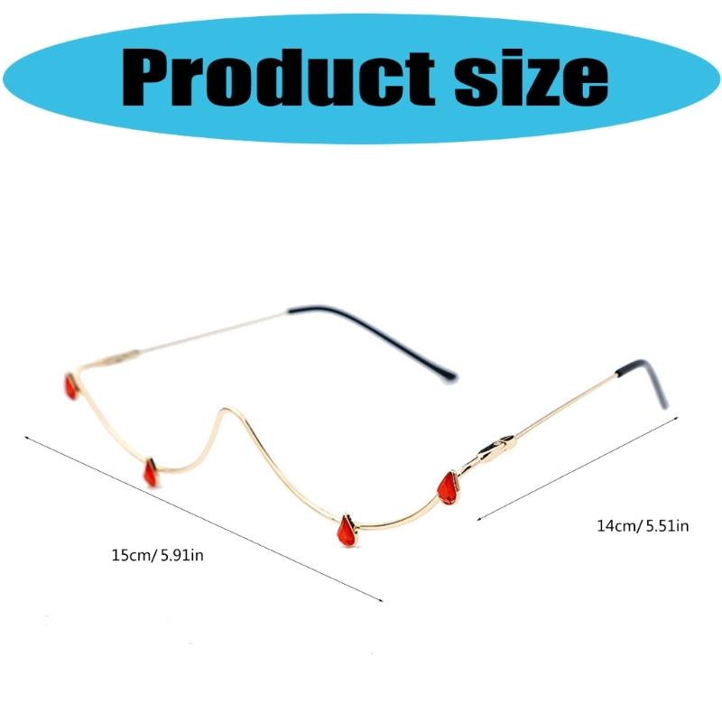 Hip Hop Rhinestones Sunglasses Stylish Decorative Eye Glasses Half Frame W Shape Live Show Party Photo Props