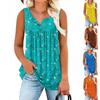 Damen Henley-Hals Ärmellos Geblümt Tanktop Normale Passform Lässiger Stil Sommerbluse
